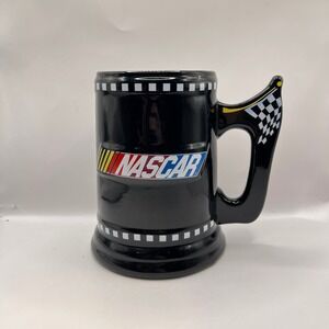 NASCAR 2003 Mug Tankard Style Black Racing Checkered‎ Flag Handle